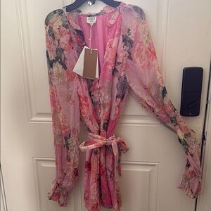 Hemant and Nandita sage Romper size S floral pink